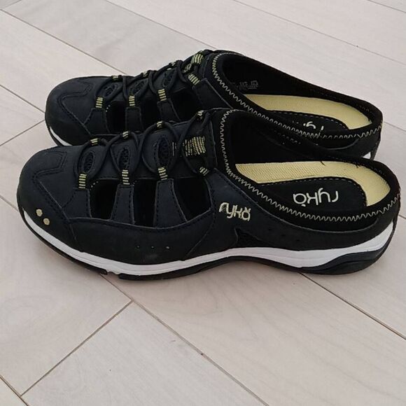 Ryka Women's Black Tensile Slip-On Mule Bungee Laces Clog Style Size 5.5 - Picture 1 of 5